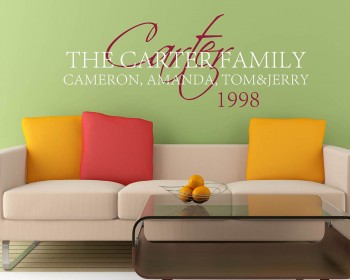 Customised Family Member Name  Wall Art Decal